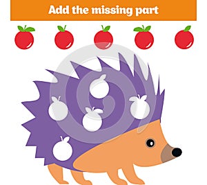 Puzzle game. Visual Educational Game for children. Task: find the missing parts. Worksheet for preschool kids.