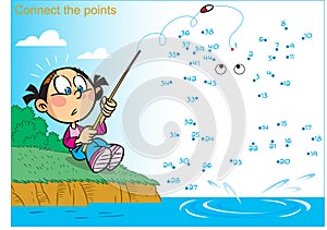 Puzzle with a girl fishing