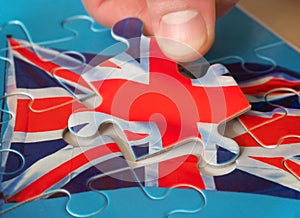 Puzzle with Great Britain flag. Brexit concept