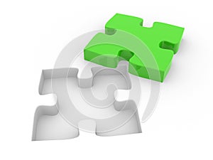 Puzzle green on white background