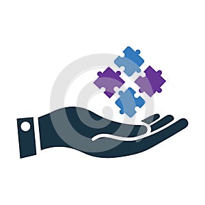 puzzle, hand, solution, games, icon. Editable vector graphics.