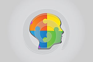 Puzzle head ideas concept logo vector