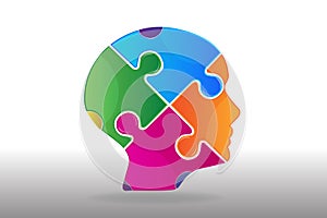 Puzzle head ideas concept logo vector