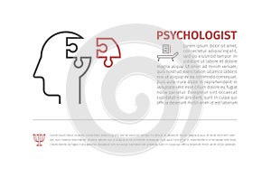 Puzzle heads silhouettes symbolizing Psychology, psychological problems.Vector available.