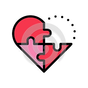Puzzle heart vector, Valentine and love related filled outline icon