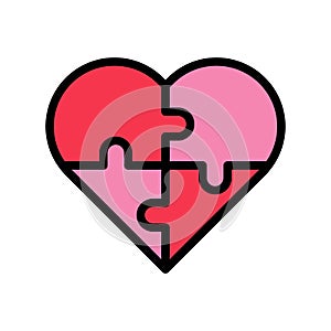 Puzzle heart vector, Valentine and love related filled outline icon