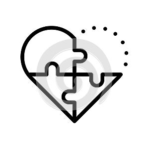 Puzzle heart vector, Valentine and love related line icon