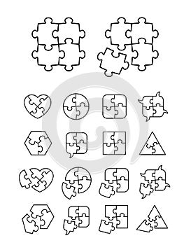 Puzzle icons set - complete and incomplete photo