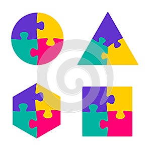 Puzzle icons set, vector isolated color illustration, for your design