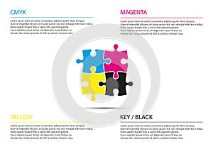 Puzzle infographic business concept with cmyk colors