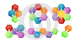 Puzzle infographic. Teamwork, collaboration metaphor. Isolated steps, agile or planning abstract vector concept