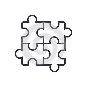 Puzzle,jigsaw vector line icon, sign, illustration on background, editable strokes