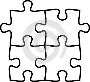 Puzzle line icon outline vector. Puzzles grid template 10x6. Jigsaw puzzle pieces, thinking game and jigsaws detail frame design.