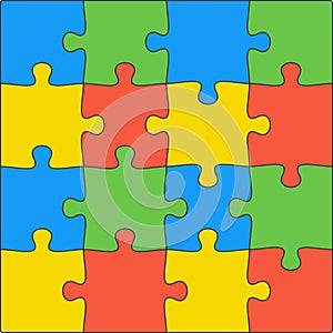 Puzzle line icon outline vector. Puzzles grid template. Jigsaw puzzle pieces, thinking game and jigsaws detail frame design.