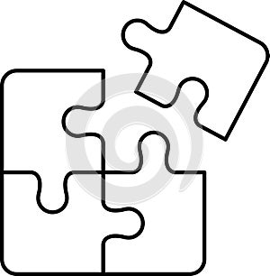 Puzzle line icon outline vector. Puzzles grid template. Jigsaw puzzle pieces, thinking game and jigsaws detail frame design.