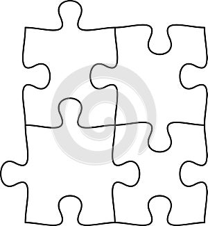 Puzzle line icon outline vector. Puzzles grid template. Jigsaw puzzle pieces, thinking game and jigsaws detail frame design.