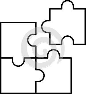 Puzzle line icon outline vector. Puzzles grid template. Jigsaw puzzle pieces, thinking game and jigsaws detail frame design.