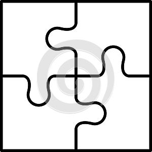 Puzzle line icon outline vector. Puzzles grid template. Jigsaw puzzle pieces, thinking game and jigsaws detail frame design.