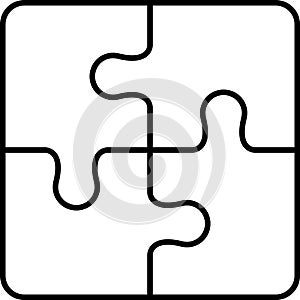 Puzzle line icon outline vector. Puzzles grid template. Jigsaw puzzle pieces, thinking game and jigsaws detail frame design.