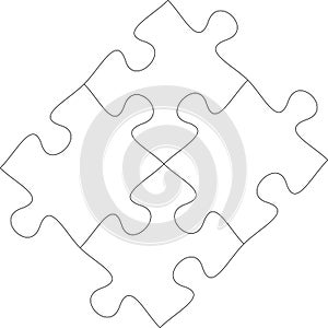 Puzzle line icon outline vector. Puzzles grid template. Jigsaw puzzle pieces, thinking game and jigsaws detail frame design.