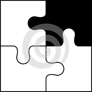 Puzzle line icon outline vector. Puzzles grid template. Jigsaw puzzle pieces, thinking game and jigsaws detail frame design.