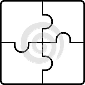 Puzzle line icon outline vector. Puzzles grid template. Jigsaw puzzle pieces, thinking game and jigsaws detail frame design.