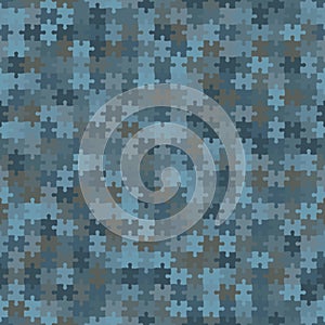 Puzzle-looking seamless camouflage muted denim blue hatched pattern