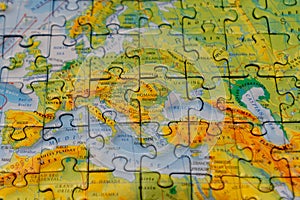 Puzzle of map of the Europe