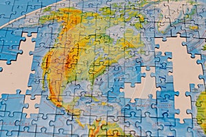 Puzzle of map of the North America