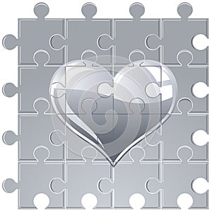 Puzzle metallic heart
