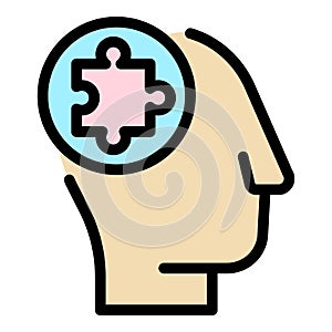 Puzzle mind icon color outline vector