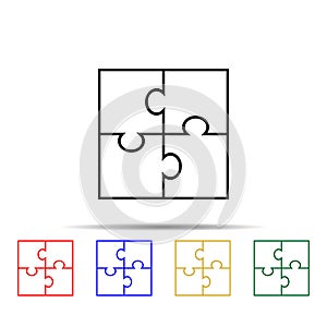 Puzzle multi color style icon. Simple thin line, outline vector of team work icons for ui and ux, website or mobile application