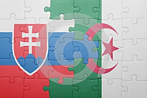 Puzzle with the national flag of algeria and slovakia