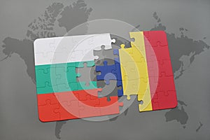 puzzle with the national flag of bulgaria and chad on a world map