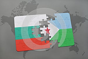 puzzle with the national flag of bulgaria and djibouti on a world map