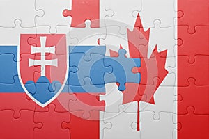 Puzzle with the national flag of canada and slovakia