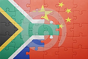 Puzzle with the national flag of china and south africa