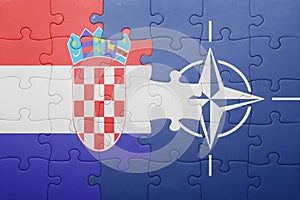 Puzzle with the national flag of croatia and nato