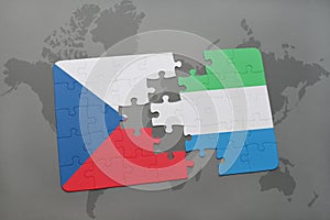 puzzle with the national flag of czech republic and sierra leone on a world map