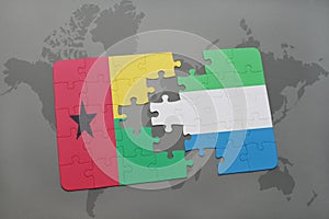 puzzle with the national flag of guinea bissau and sierra leone on a world map