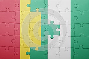 puzzle with the national flag of guinea and nigeria