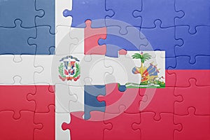 Puzzle with the national flag of haiti and dominican republic