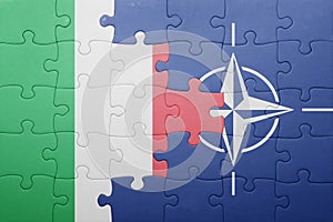 Puzzle with the national flag of italy and nato