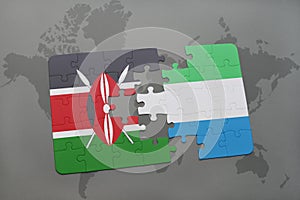 puzzle with the national flag of kenya and sierra leone on a world map