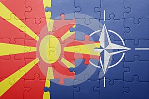 Puzzle with the national flag of macedonia and nato