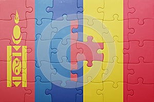 puzzle with the national flag of mongolia and romania