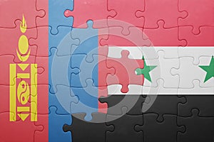 puzzle with the national flag of mongolia and syria