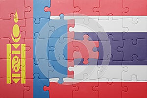 Puzzle with the national flag of mongolia and thailand