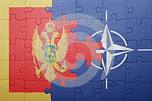 Puzzle with the national flag of montenegro and nato