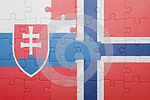 Puzzle with the national flag of norway and slovakia